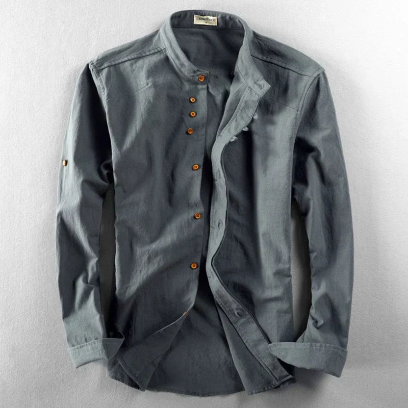 Chester - Men's Mandarin Collar Linen Shirt