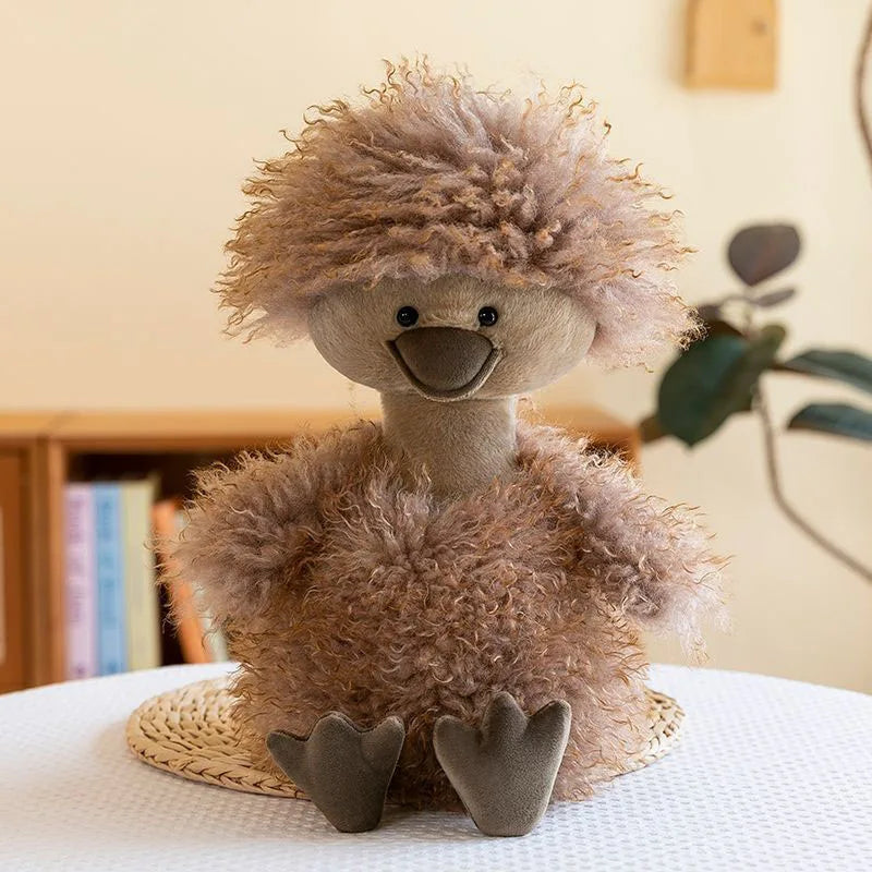 Duck Plush Toy Cute Fluffy Curly Stuffed Animal Doll Soft Kawaii Gift 50cm