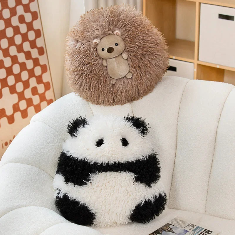 Hedgehog Panda Plush Pillow Round Stuffed Animal Cushion Soft Kawaii Gift 40cm