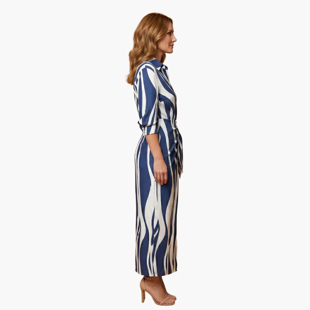 Women's Striped Wrap Cotton Maxi Dress