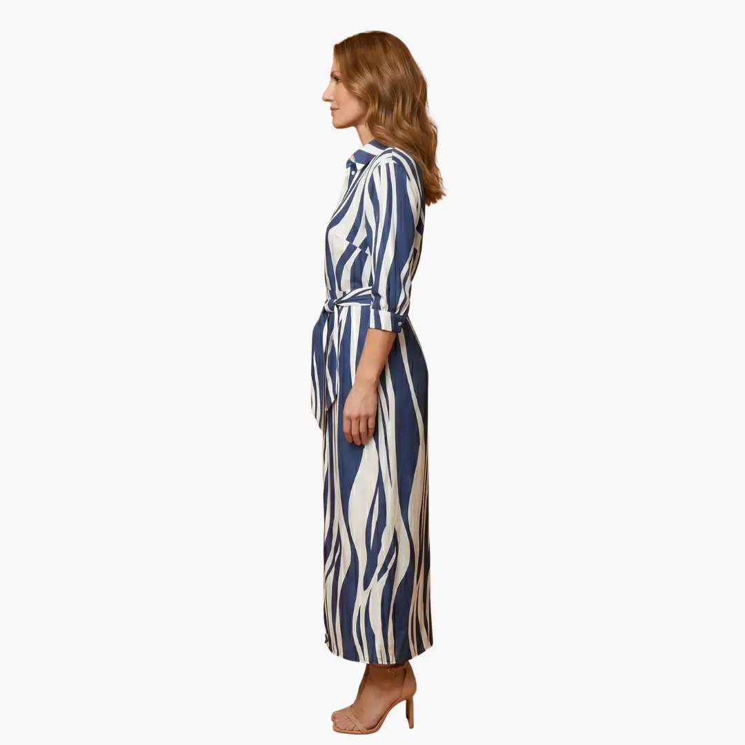 Women's Striped Wrap Cotton Maxi Dress