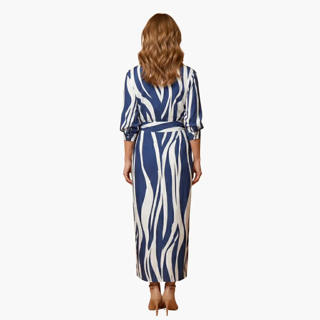 Women's Striped Wrap Cotton Maxi Dress