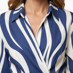 Women's Striped Wrap Cotton Maxi Dress