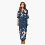 Women's Striped Wrap Cotton Maxi Dress