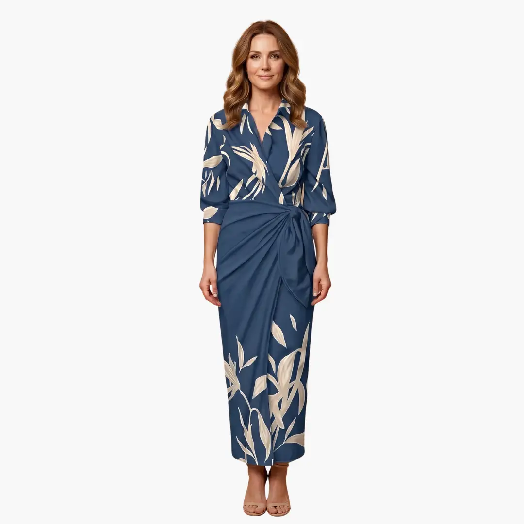 Women's Striped Wrap Cotton Maxi Dress