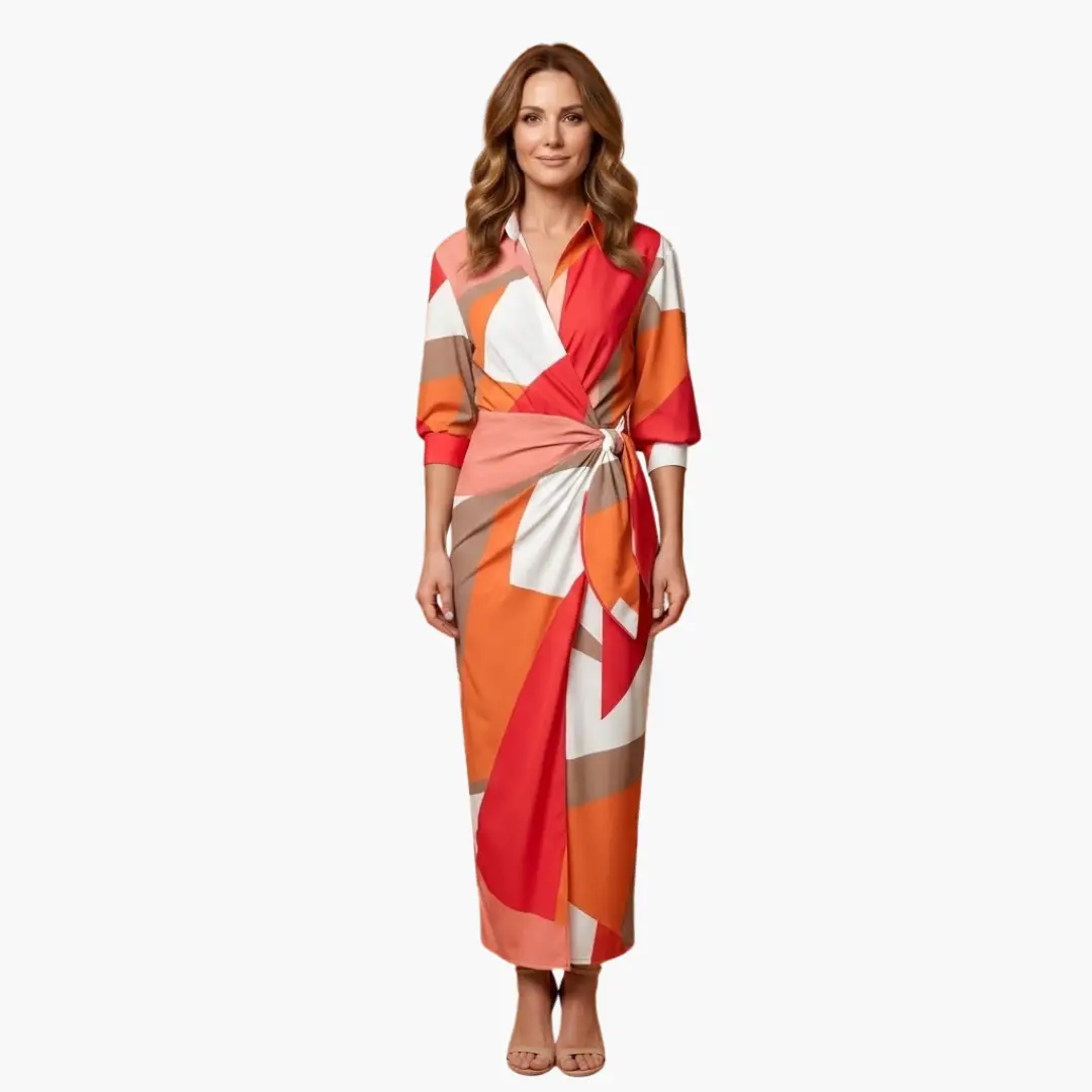 Women's Striped Wrap Cotton Maxi Dress