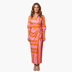 Women's Striped Wrap Cotton Maxi Dress