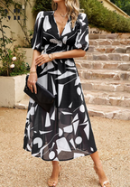 Phoebe - Women's Floral Puff Sleeve Midi Dress