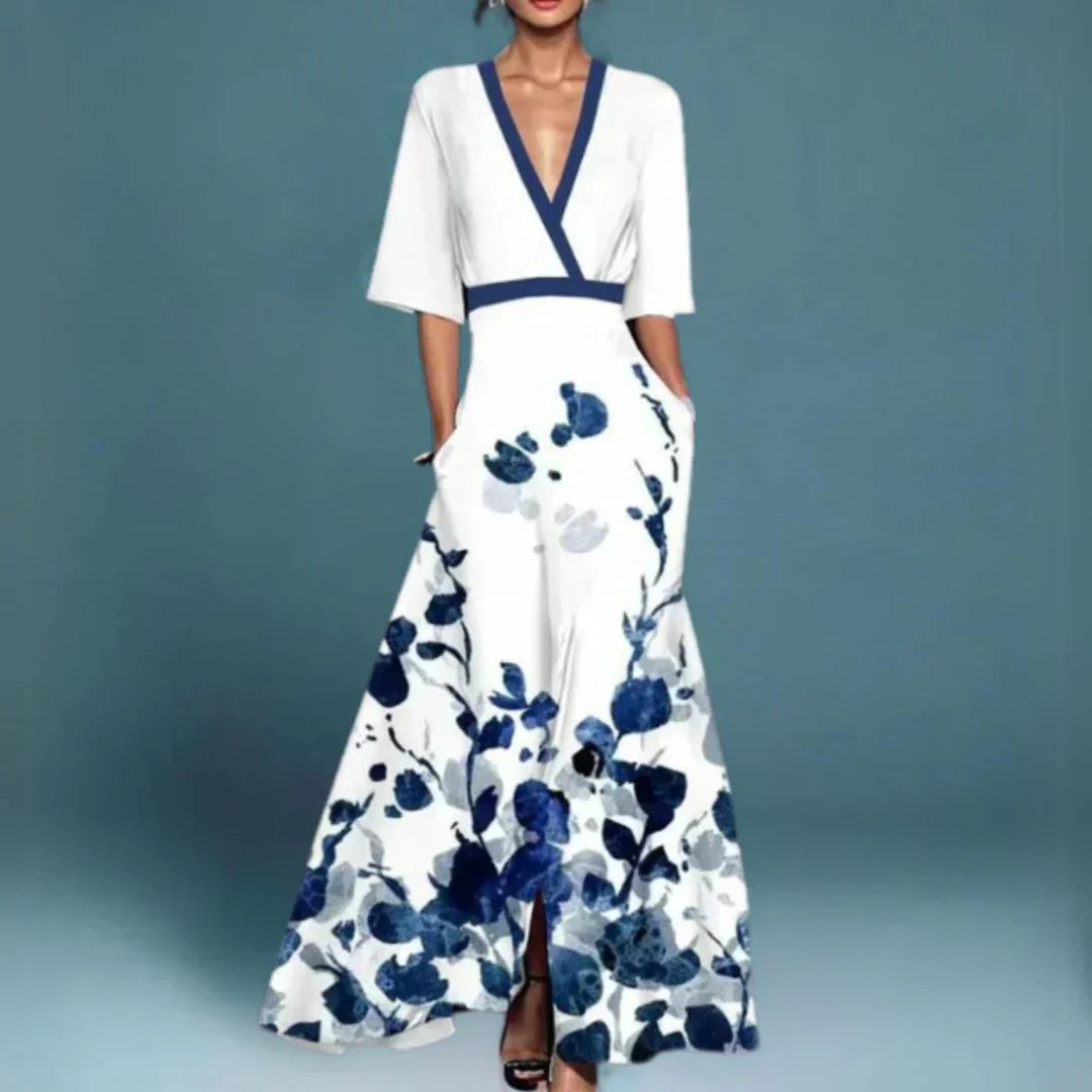 Women's Floral Print Maxi Dress - Casual Long Dress