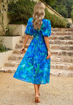 Phoebe - Women's Floral Puff Sleeve Midi Dress