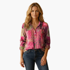 Women's Long Sleeve Button-Down Shirt with Classic Collar