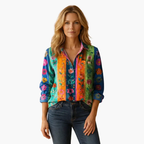 Women's Long Sleeve Button-Down Shirt with Classic Collar