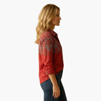 Women's Long Sleeve Button-Down Shirt with Classic Collar