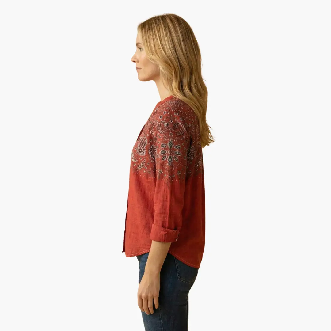 Women's Long Sleeve Button-Down Shirt with Classic Collar