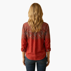 Women's Long Sleeve Button-Down Shirt with Classic Collar