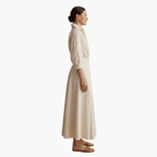 Women's Long Sleeve Button-Front Shirt Dress with Belt