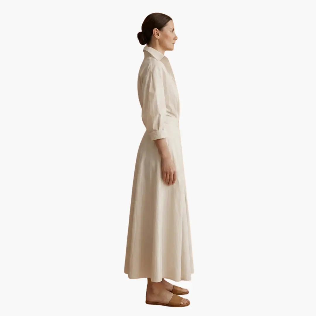 Women's Long Sleeve Button-Front Shirt Dress with Belt