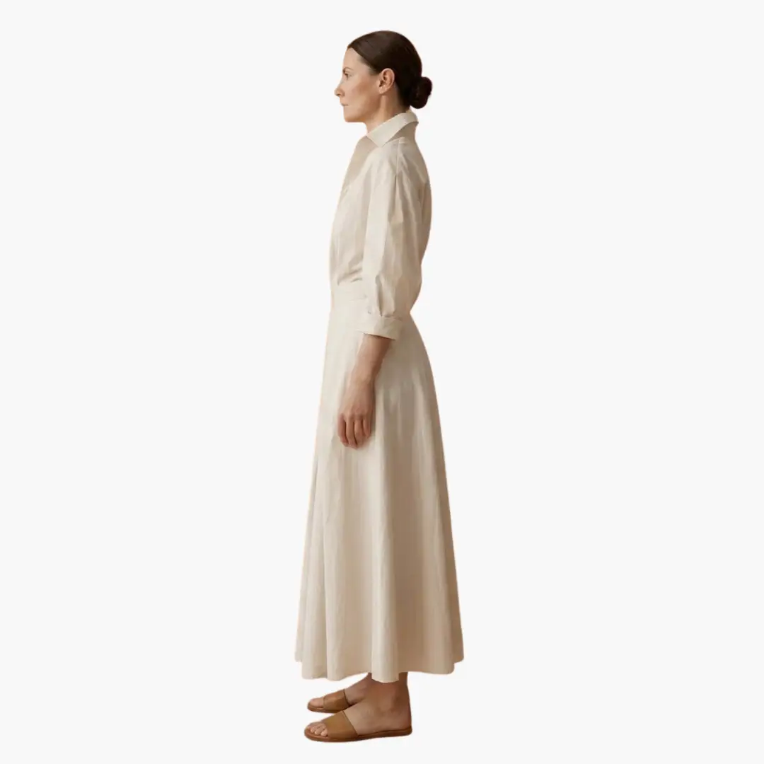 Women's Long Sleeve Button-Front Shirt Dress with Belt