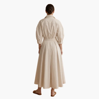 Women's Long Sleeve Button-Front Shirt Dress with Belt