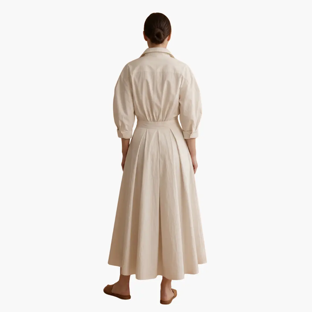 Women's Long Sleeve Button-Front Shirt Dress with Belt