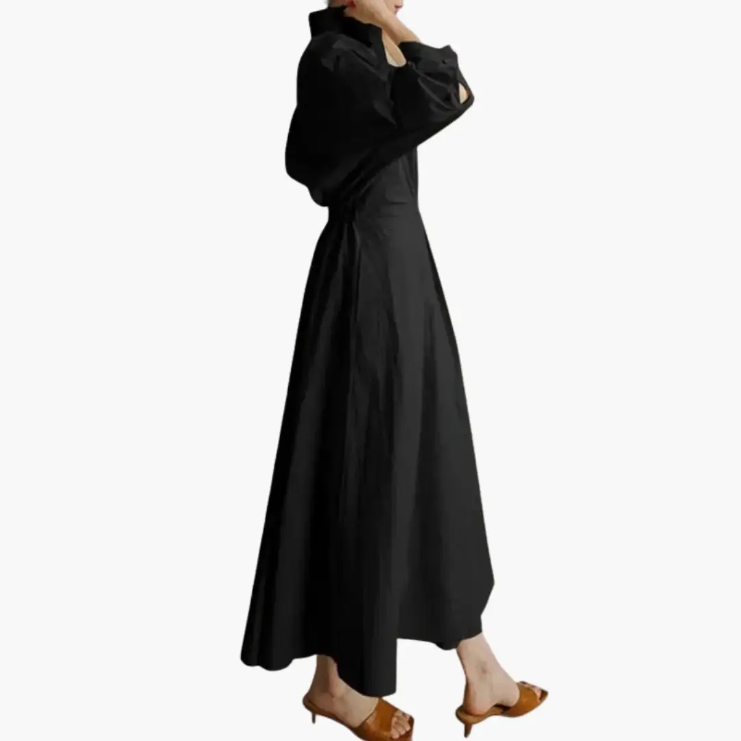 Women's Long Sleeve Button-Front Shirt Dress with Belt