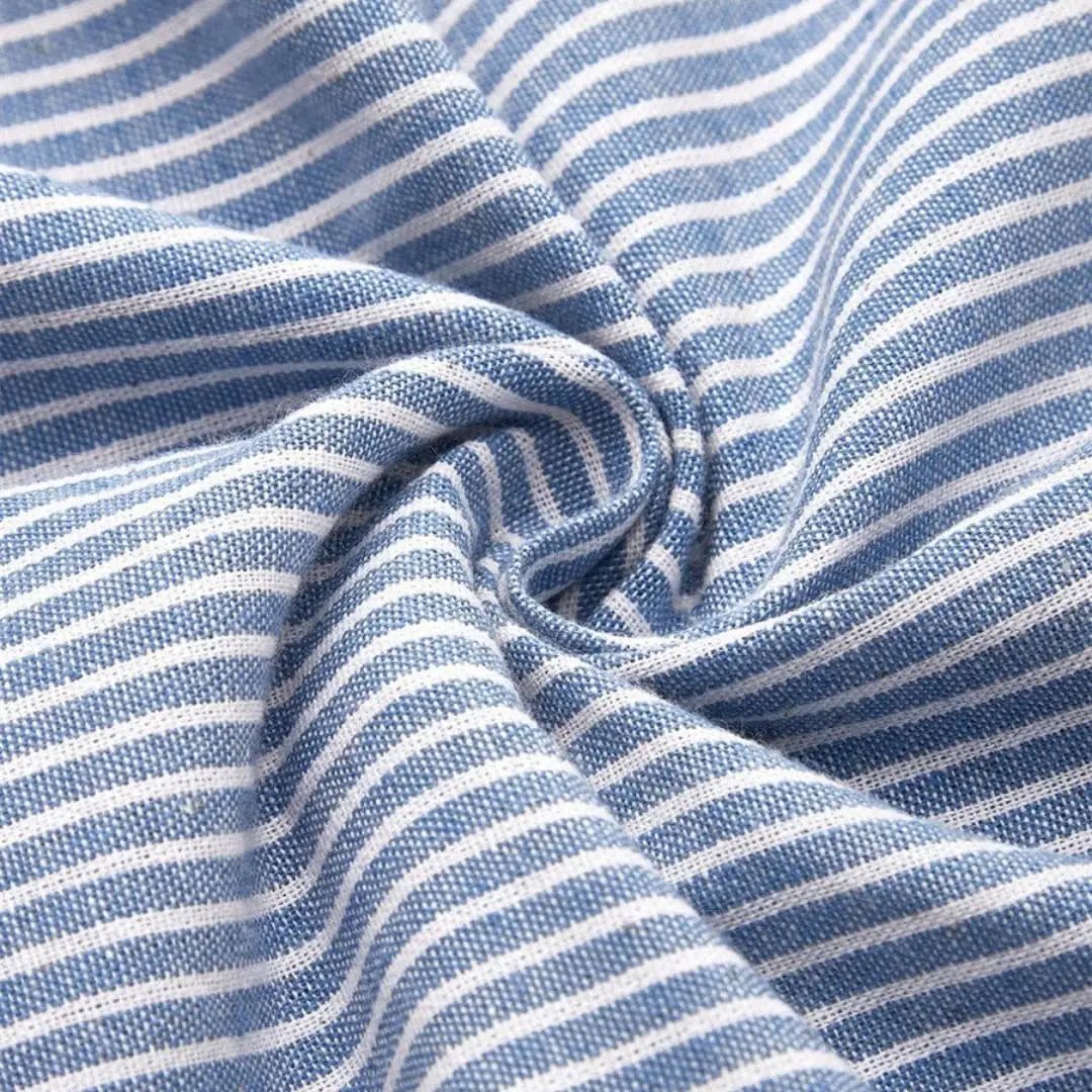 Women's Striped 3/4 Sleeve Button-Front Midi Dress
