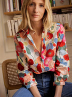 Briar - Women's Floral Print Long Sleeve Button-Up Blouse