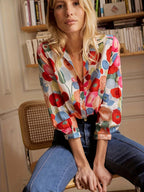 Briar - Women's Floral Print Long Sleeve Button-Up Blouse