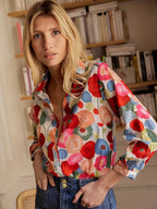 Briar - Women's Floral Print Long Sleeve Button-Up Blouse