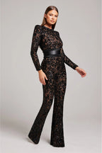 Aileen - Women's Sheer Sequin Floral Jumpsuit