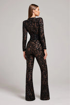 Aileen - Women's Sheer Sequin Floral Jumpsuit