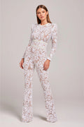Aileen - Women's Sheer Sequin Floral Jumpsuit