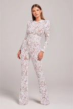 Aileen - Women's Sheer Sequin Floral Jumpsuit
