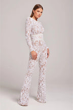 Aileen - Women's Sheer Sequin Floral Jumpsuit