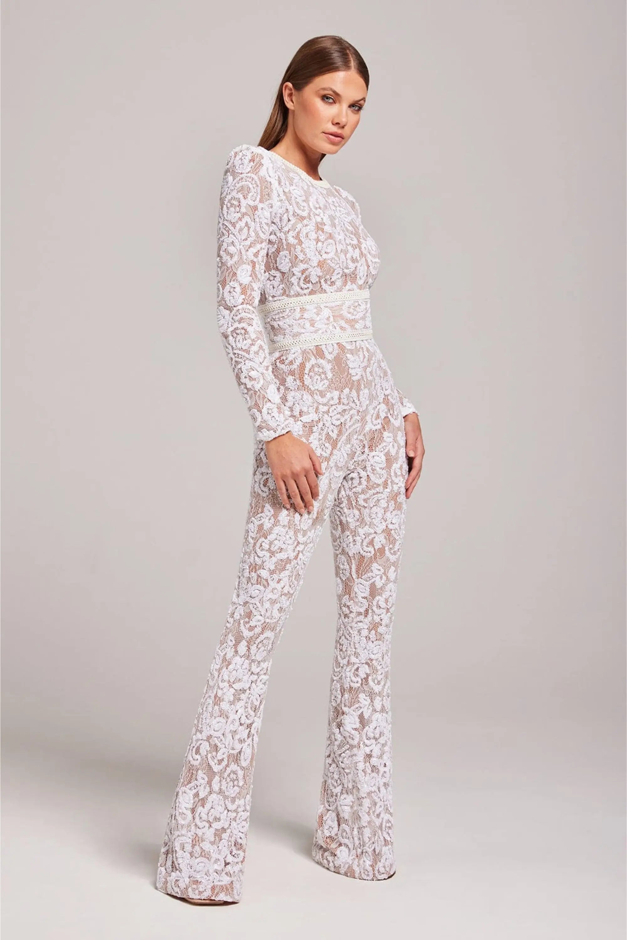 Aileen - Women's Sheer Sequin Floral Jumpsuit