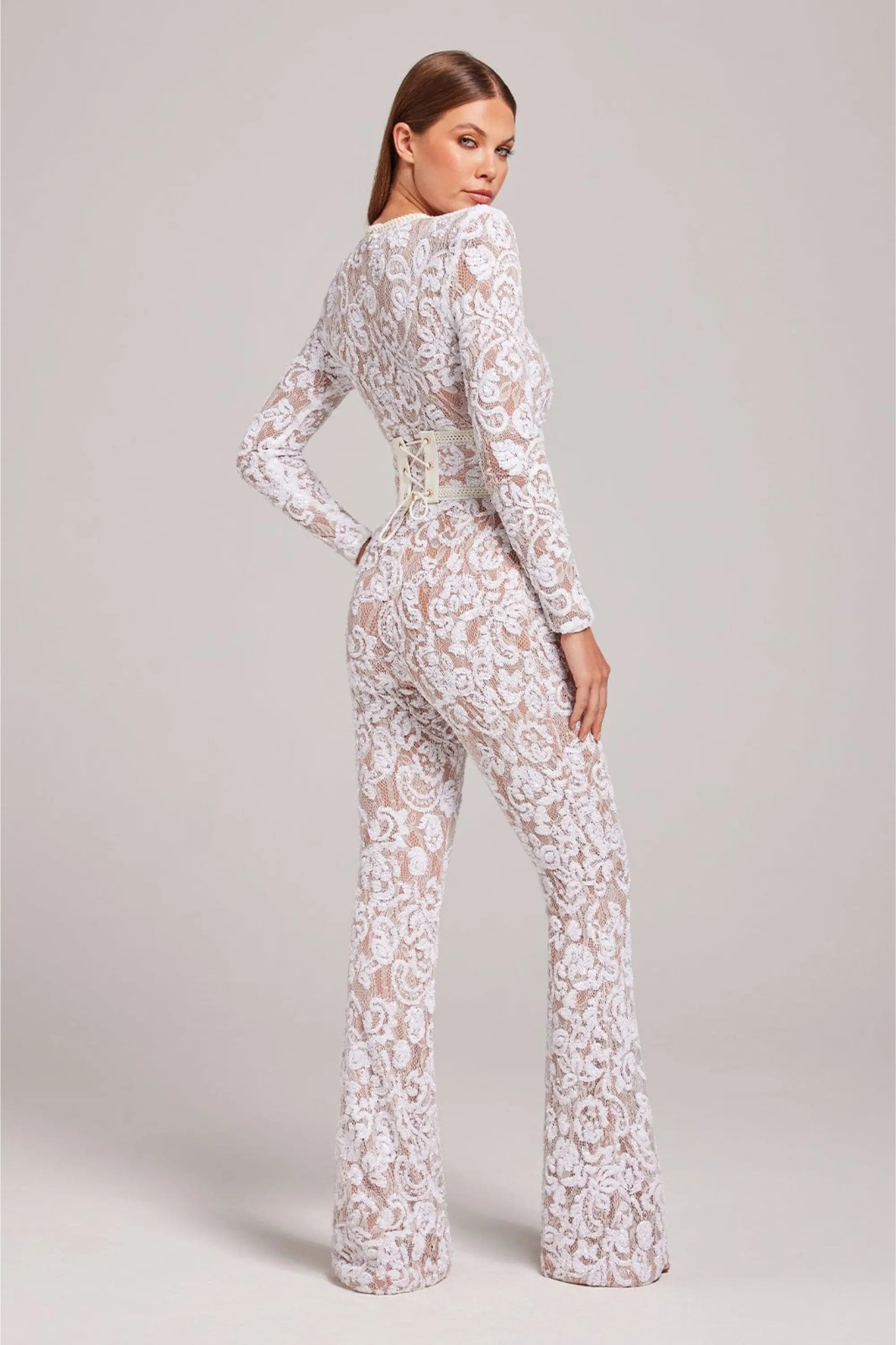 Aileen - Women's Sheer Sequin Floral Jumpsuit