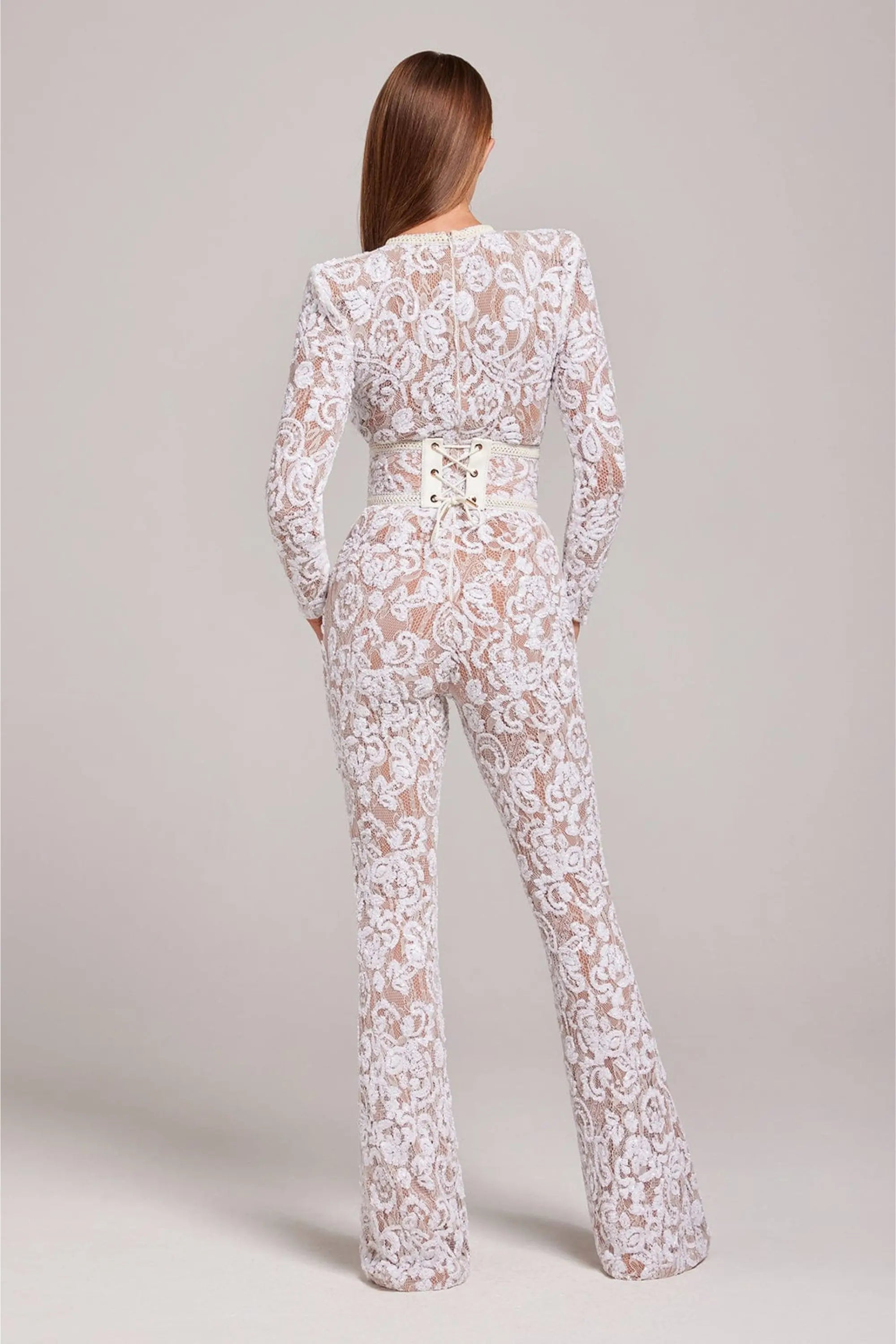 Aileen - Women's Sheer Sequin Floral Jumpsuit