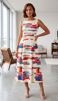 Odette - Women's Geometric Print Maxi Dress