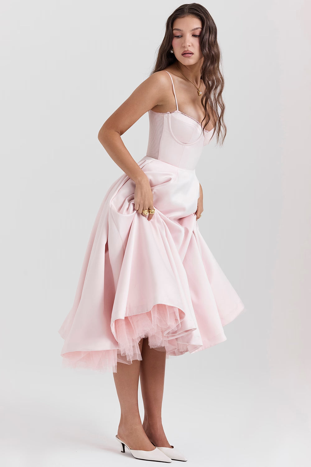 Ayet - Women's Corset Bustier Midi Dress