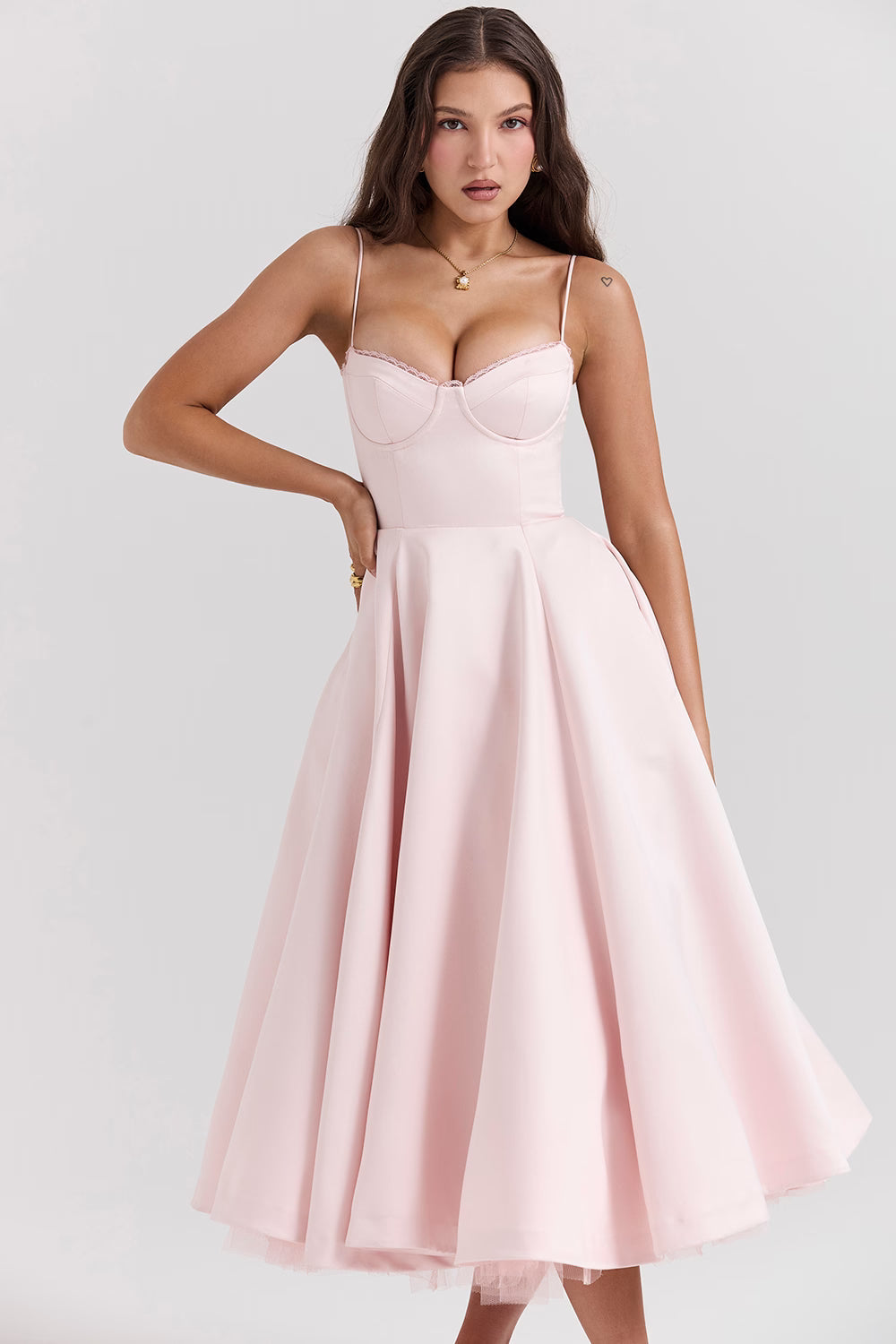 Ayet - Women's Corset Bustier Midi Dress