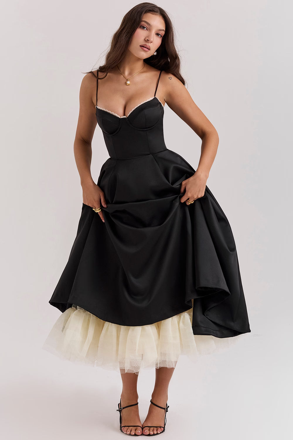 Ayet - Women's Corset Bustier Midi Dress