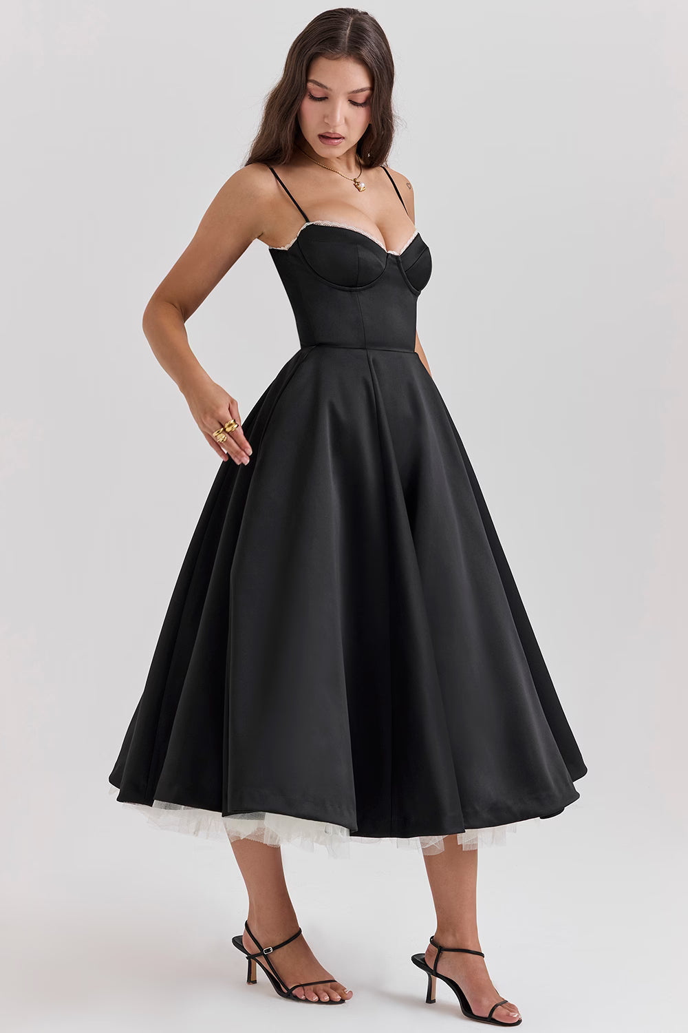 Ayet - Women's Corset Bustier Midi Dress