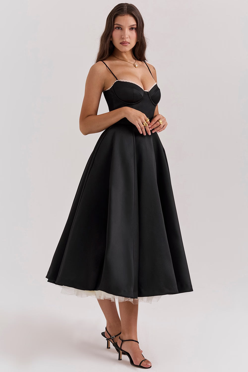 Ayet - Women's Corset Bustier Midi Dress