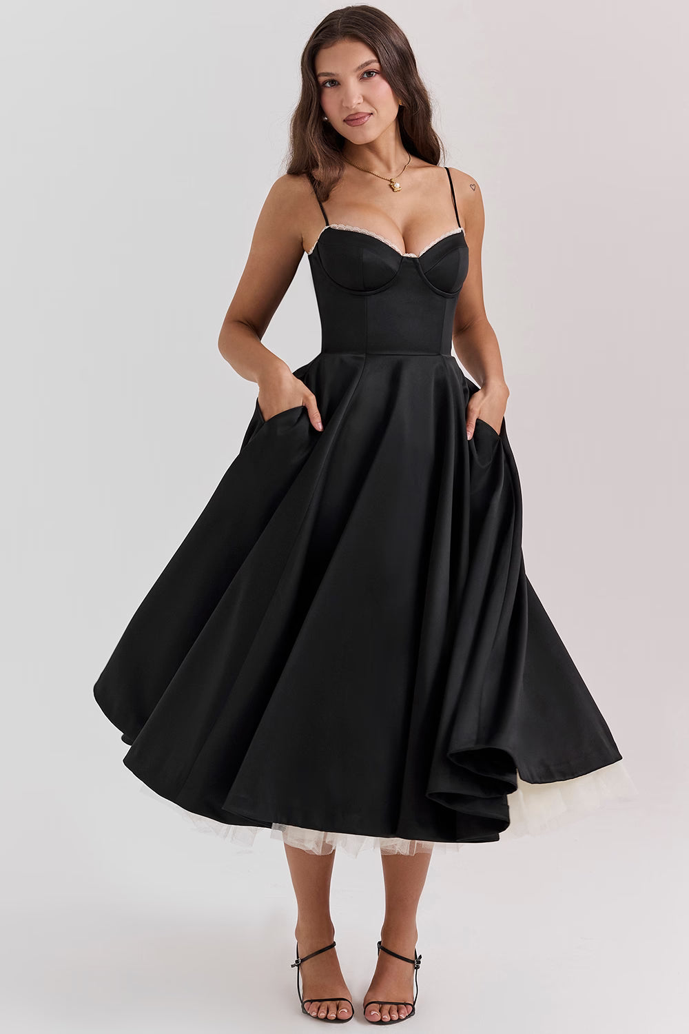 Ayet - Women's Corset Bustier Midi Dress