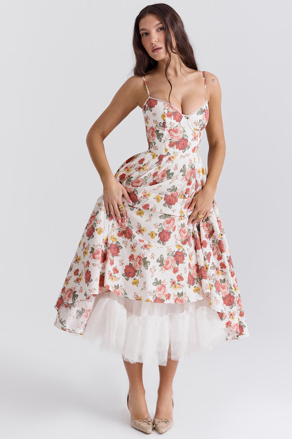 Ayet - Women's Corset Bustier Midi Dress