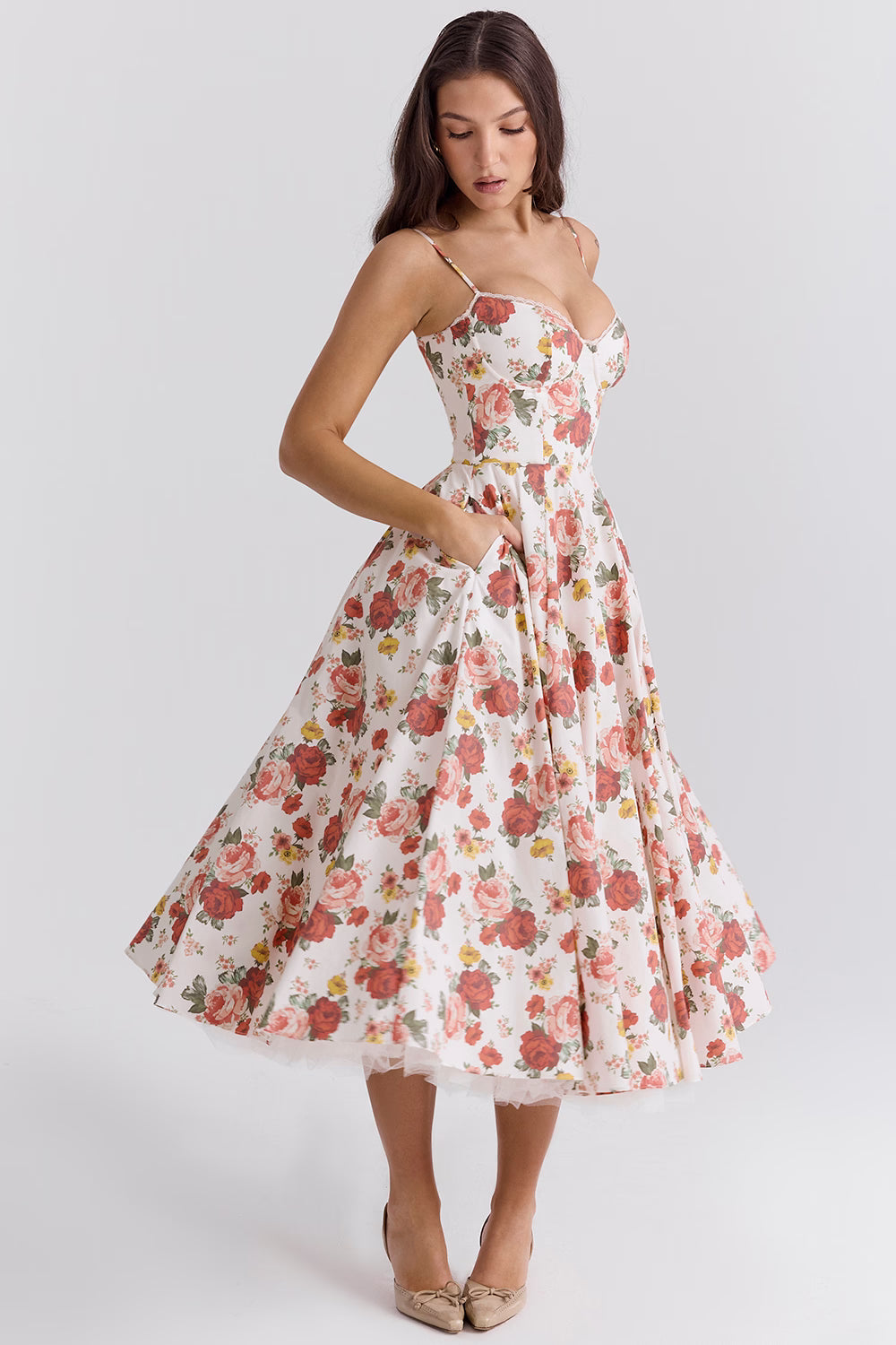 Ayet - Women's Corset Bustier Midi Dress