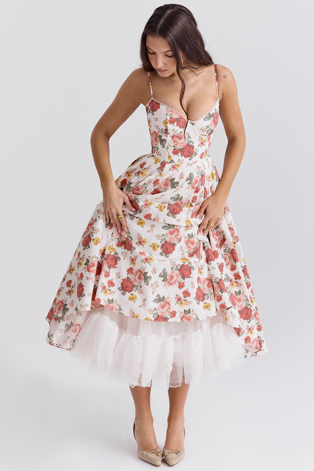 Ayet - Women's Corset Bustier Midi Dress