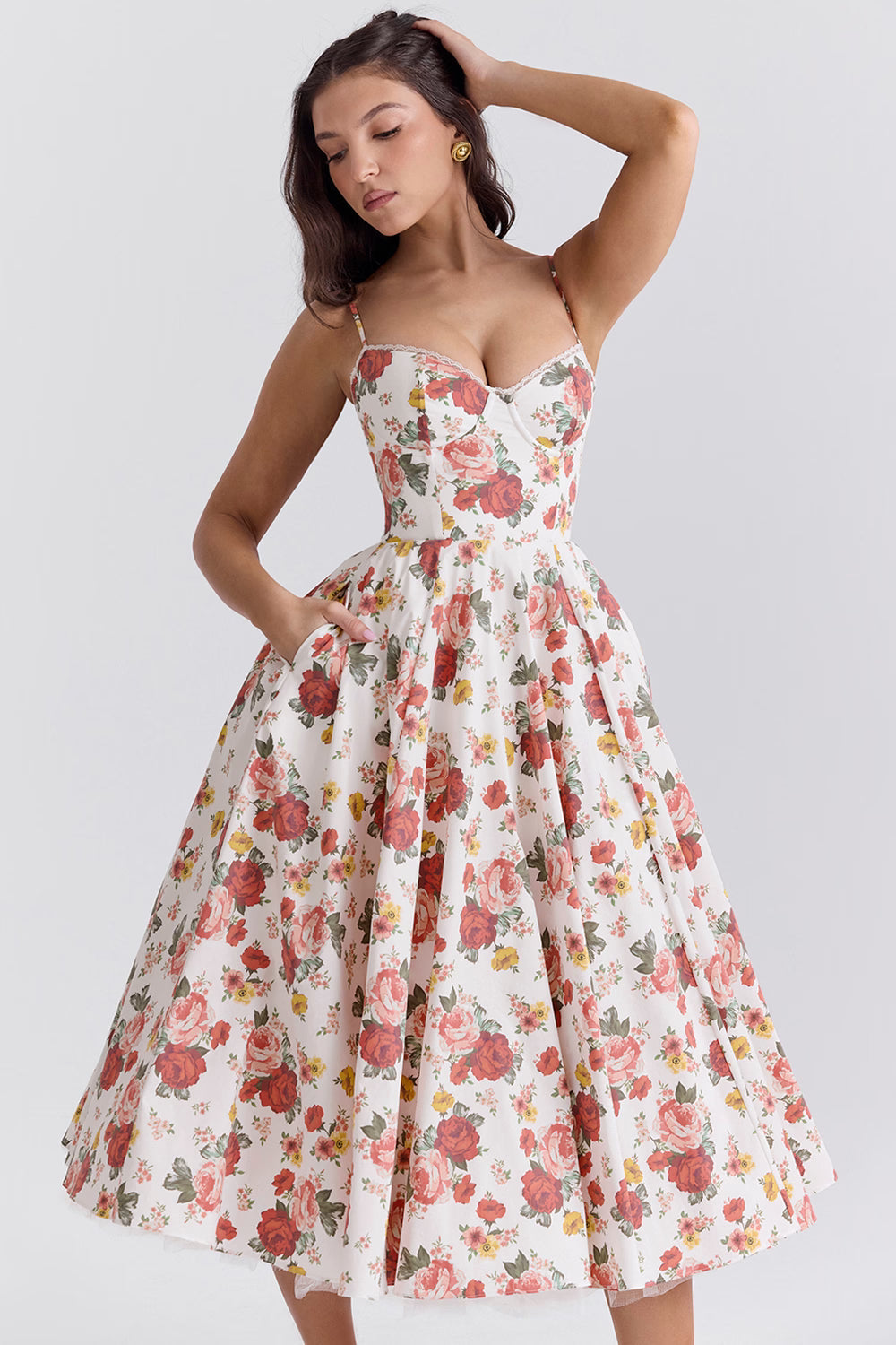 Ayet - Women's Corset Bustier Midi Dress