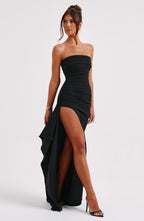Alani - Women's Strapless Ruched Split Maxi Dress