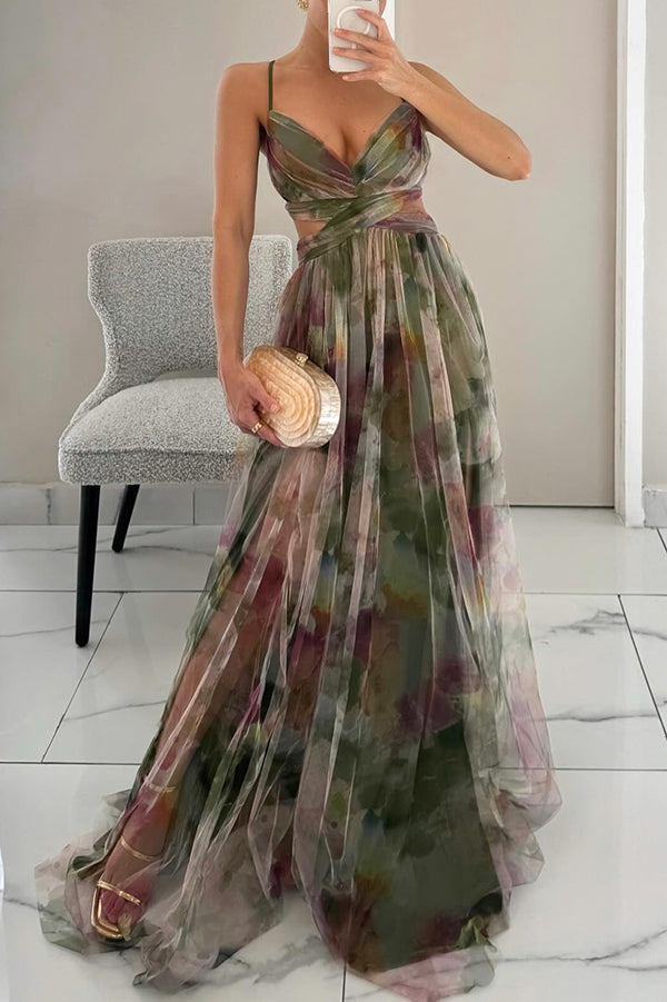 Lila - Women's Floral Maxi Dress with V-Neck